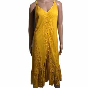NWT Lulus bohemian lace button midi dress